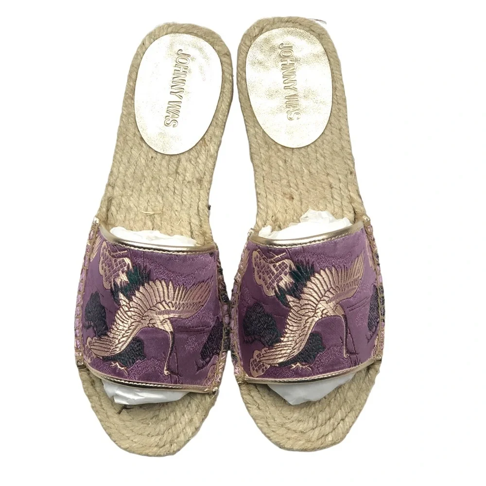 NWT Johnny Was Crane Espadrille Slide Sandals 8.5
